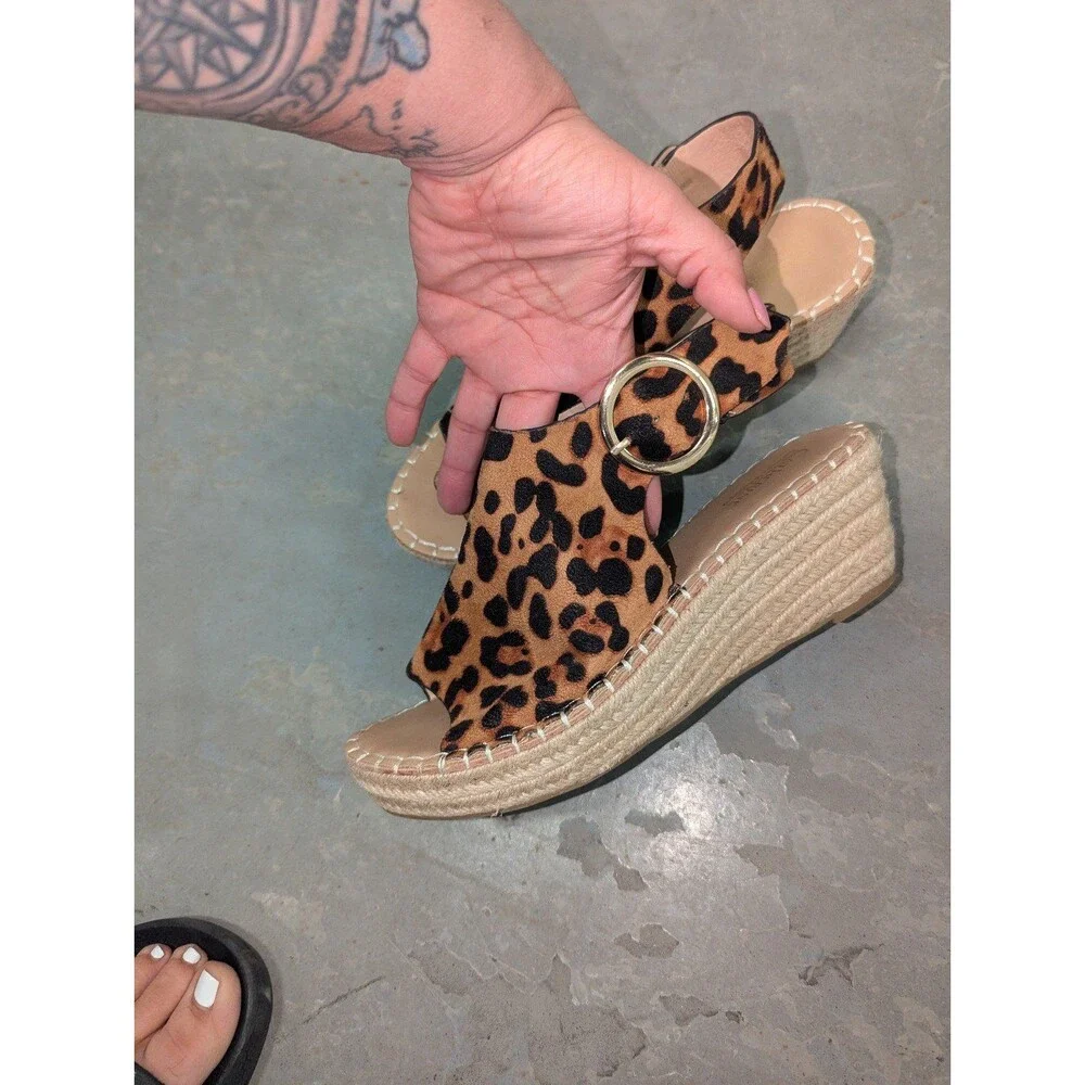 Y2K Coastal Catherines Size 8.5‎ Cirkly Leopard Print Espadrilles Shoes